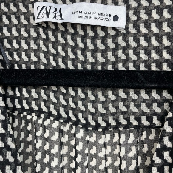 ZARA Sheer Gathered Puff Sleeve Mini Dress size M - Picture 6 of 9